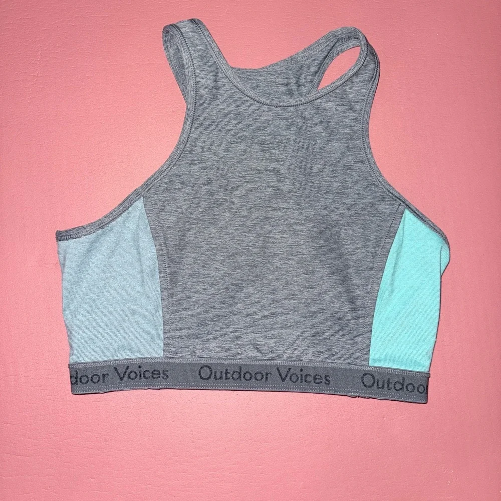 Like new Outdoor Voices grey and blue Athena sports bra size medium